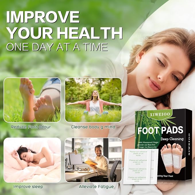 100 Packs Foot Pads kit Bamboo Feett Pads, Natural Cleansing, Promoting Sleeping, Suitable for Daily Relaxation Foot Paches Relieve Stress, Improve Sleep and Relaxation
