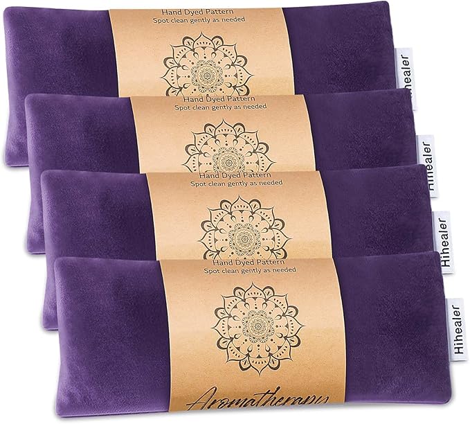 Relaxation Gifts for Women, Weighted Eye Mask for Sleeping, Yoga, Spa, Meditation, Lavender Eye Pillow Heated for Headache, Sinus & Dry Eyes Relief, Moist Heat Mask, Birthday Gifts for Mom (Purplex4)