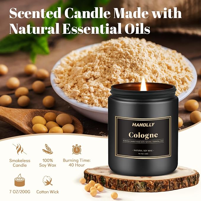 Mens Scented Candle Gift Set, 6 Pack Candles for Men, Gifts for Father, Dad, Husband or Boyfriend, Soy Candles for Home Scented, 42 oz Long Lasting Aromatheraspy Candle, Maculine Jar Candle Kit