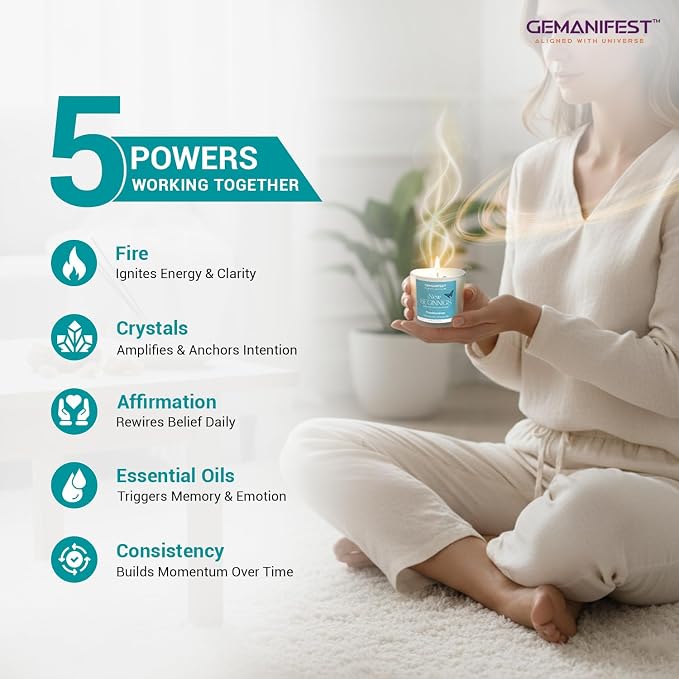 New Beginnings Manifestation Candle Gifts for Women and Men Frankincense Crystal Candle with Moonstone Bracelet New Year Christmas House Warming Wedding Gifts