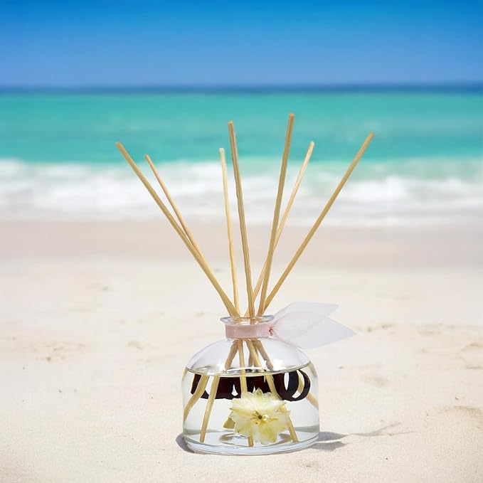 Reed Diffuser Set, Soothe Tahitian Vanilla Bean Scented Oil Diffuser with Sticks, Home Fragrance Accessories for Bathroom Shelf Decor, Aroma Diffusers for Home or Office Fall Decor, USA Made