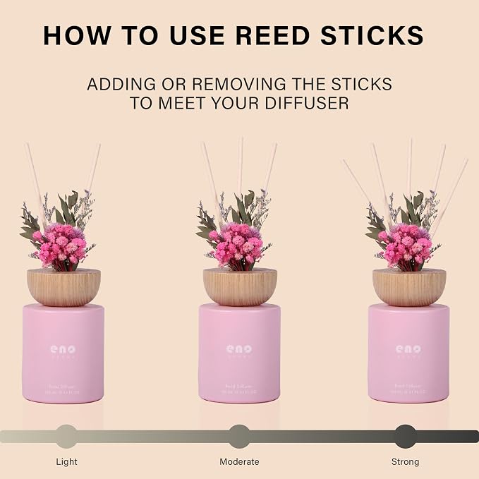 Reed Diffuser Set with Dried Flowers, 5.1 fl oz / 150ml, Watermelon Soda - Home Fragrance Diffuser with Sticks for Bathroom Shelf Decor, Bedroom, Office & Gift