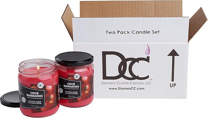 McIntosh Apple 2 Pack Odor Eliminating Highly Fragranced Candle - Eliminates 95% of Pet, Smoke, Food, and Other Smells Quickly - Up to 80 Hour Burn time - 12 Ounce Premium Soy Blend