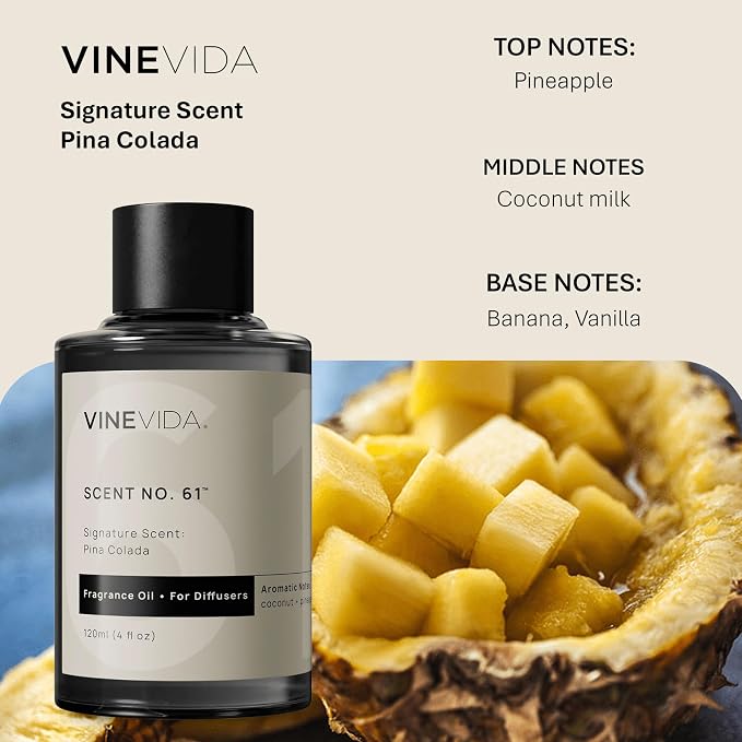 VINEVIDA [4 Fl Oz] Pina Colada Oil for Cold Air Diffusers, Essential Oils for Diffuser Oil Refill & Air Freshener Room Spray