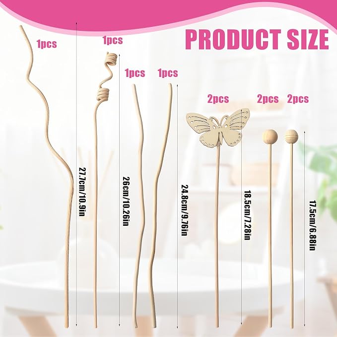 10Pack Reeds for Diffuser, Reed Fragrance Diffuser Flower Set, Reed Diffuser Stick, Fragrance Diffuser Replacement Rattan Stick, Rattan&Handmade Refill Replacement Sticks for House Bedroom Office ﻿