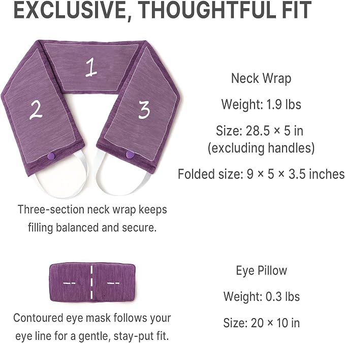 Microwave Heating Pad for Neck – Microwavable Neck Wrap & Eye Mask Set for Neck Pain Relief, Moist Heat Therapy Lavender & Himalayan Salt, Reusable Hot Cold Pack – Relaxation Self-Care Gift for Women