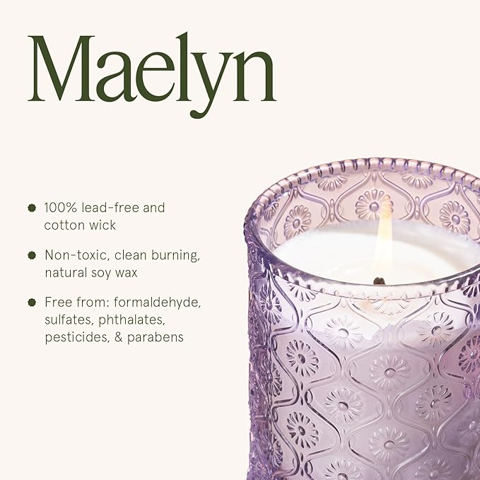 LA JOLIE MUSE Lavender Lilac Fresh Scented Candles for Home, Soy Wax 40 Hrs | Luxury Jar Candle, Clean Non Toxic, Gift for Women & Men, Relaxing Aromatherapy, Stress Relief, Decorative Purple Candles