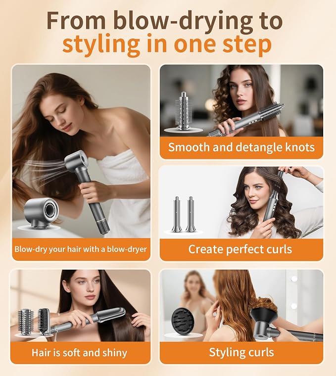 9 in 1 Hair Dryer Brush Kits,Professional 1200W Powerful Hot Air Styler Dryer with Case,110,000 RPM Auto Wrap Air Curler Travel Hair Crimper for Fast Drying/Straightening/Styling/Volumizing/Frizz-Free