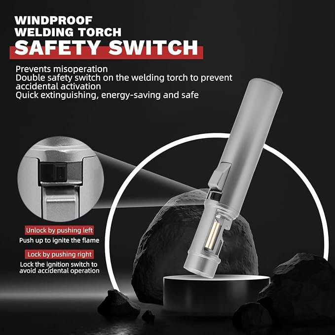 Torch Lighter, Straight Flame Bright Lighters, Windproof Adjustable Flame Color with Safety Lock, Lightsaber Torch Flame for Outdoor, Campfires, BBQ, Candles, Camping