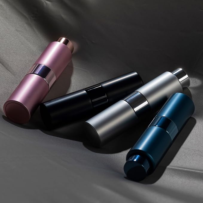Cologne Travel Bottle 20ml - Large Size Perfume Atomizer Refillable for Men - Pocket Empty Fragrance Sprayer for Refill - 0.67oz Portable Twist Spray Sample Container for Purse Blue & Silver