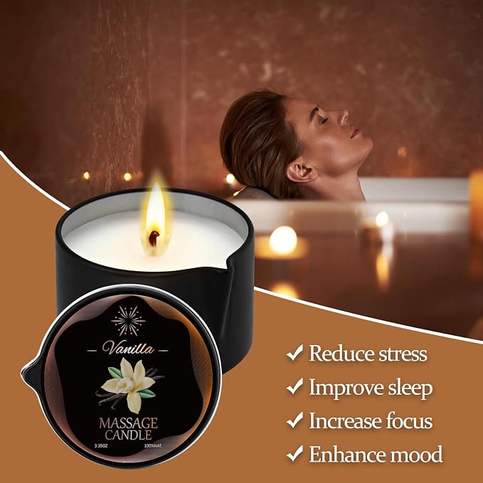 6 Pack Massage Candle Set, Assorted Scented Massage Oil Candle, Low Temperature Soy Wax Massage Oil Candles for Skin Moisturizing, Home Spa, Relaxation, Self-Care