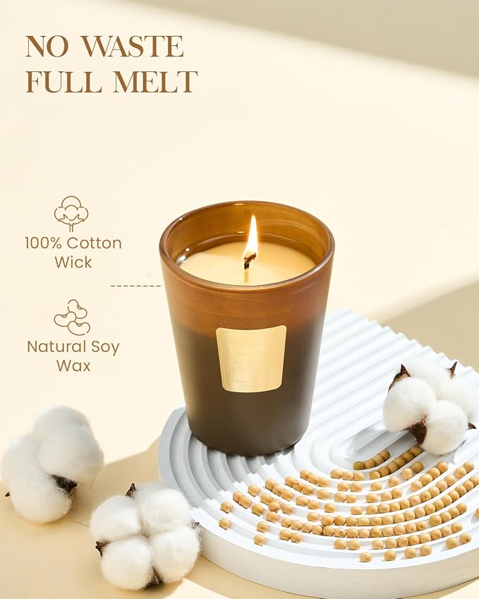 M&SENSE Fudgy Cocoa Brownie Soy Candle, 14.1oz 60H Long Lasting, Aromatherapy Candle for Living Room Cozy Housewarming Gifts
