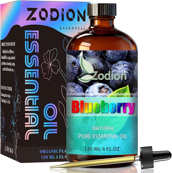 Blueberry Essential Oil, Blueberry Fragrance Oil for Diffuser, Massage, Humidifier, DIY Candle, Soap Making, Home, Bath, Yoga - 4 fl oz (120ml) - ZODION Essential Oils