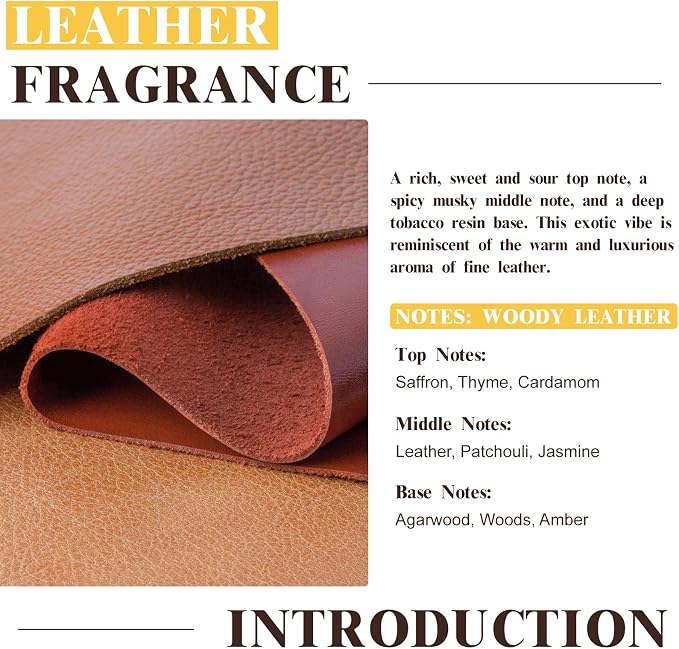 EUQEE Leather Fragrance Oil, 2.02 Fl oz/ 60ml Essential Oils for Diffuser, Candle Making, DIY Soap with Glass Dropper