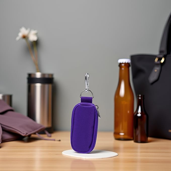 1Pc Purple (Without Bottle) Portable Small Essential Oils Keychain Pouch Kit for 5/10/15ml Carrying Travel Bag for Oil Bottles Travel Cases Tools and Accessories