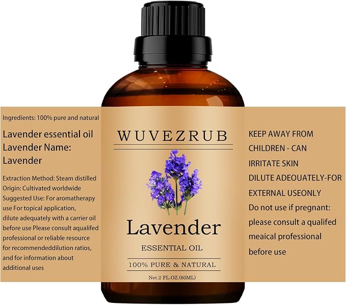 Lavender Essential Oils 60ML, 100% Pure and Natural Essential Oil for Aromatherapy Diffuser - 2 Fl Oz/Lavender