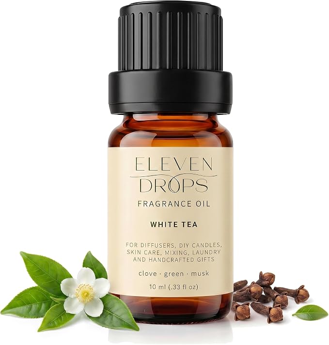 White Tea Fragrance Oil | Clove, Green & Musk Notes | Long Lasting Scent Reed Diffuser Oil for Home, Office, Hotel, Spa, Car & Linen Spray | Pet Friendly IFRA Compliant, 10 ml