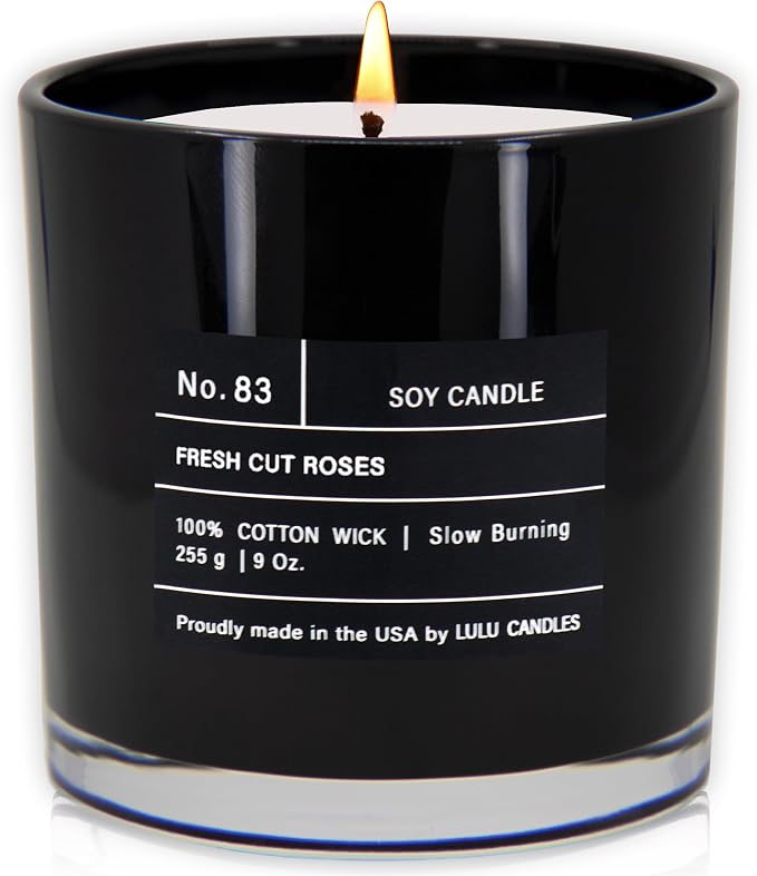 Lulu Candles | Fresh Cut Roses | Smells Floral & Musky | Luxury Scented Soy Jar Candle | Hand Poured in The USA | Highly Scented Long Lasting (9 Oz.)