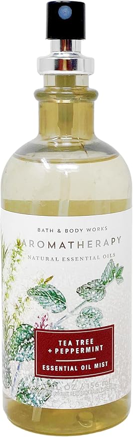 Bath & Body Works Aromatherapy Tea Tree + Peppermint - 4 Pack - Essential Oil Pillow Mist with a Natural Oats Sample Soap., 4.24 Fl Oz (Pack of 5), Multicolor