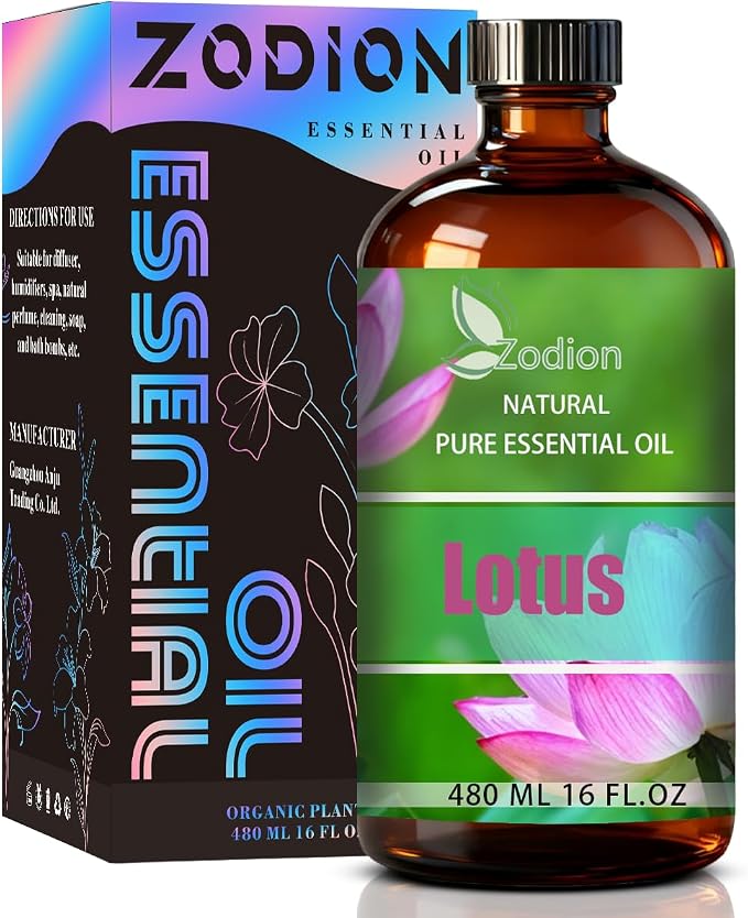 Lotus Essential Oil - Lotus Fragrance Oil for Diffuser, Massage, Humidifier, DIY Candle, Soap Making, Home, Bath, Yoga - 16 fl oz (480ml) - ZODION Essential Oil