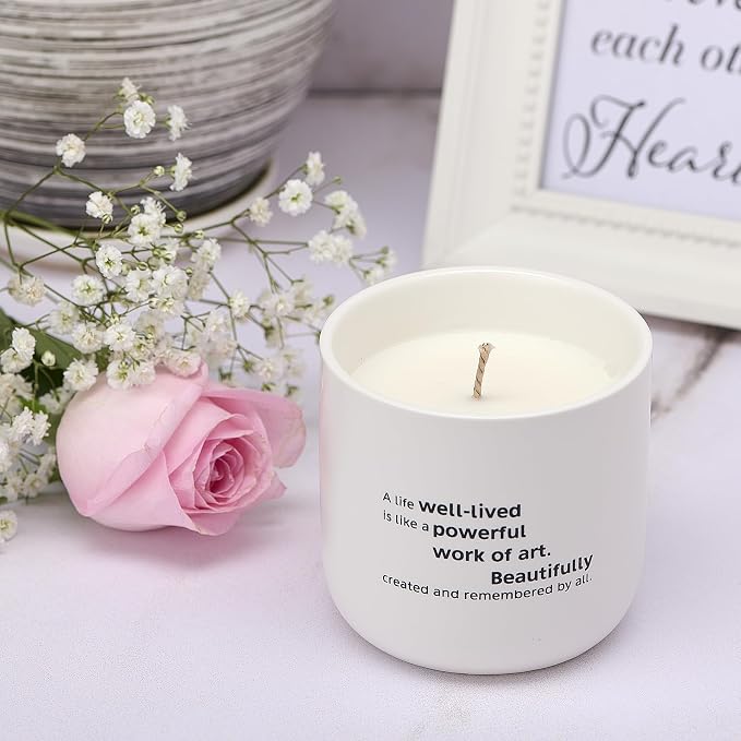 Sympathy Candle for Loss of Loved One - A Life Well-Lived Memorial Gift - Rose Amber Musk - 40H Soy Wax Celebration of Life Remembrance, Bereavement & Condolence Keepsake