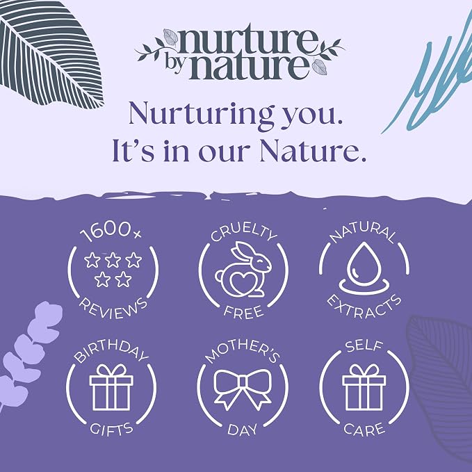 Nurture by Nature Spa Gift Set for Women Bundle - Relaxing and Uplifting Self Care Gift Set Duo with Hand Cream, Scented Candle, Bath Bombs, Bath & Body Gift Set, Mothers Day Gift, Gift for Mom