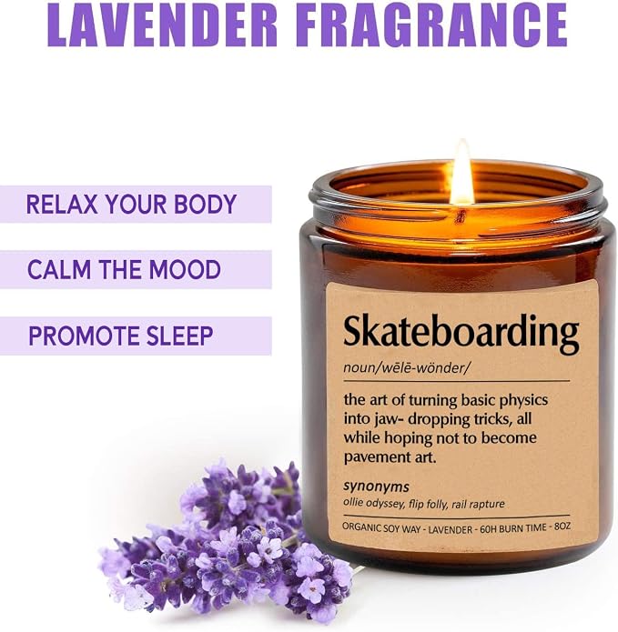 Skateboarding Candle, Skateboarding Definition Candle, Gift for Skateboardinger, Best Skateboardinger, Funny Surprise Gift, Gift for Him Her, Lavende Scented Candles Soy 8Oz