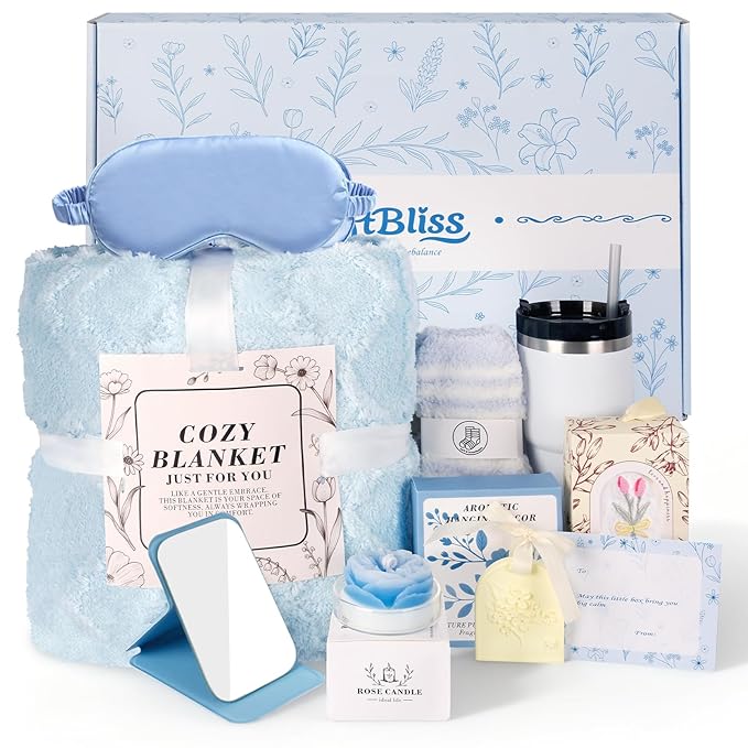 Spa Gift Baskets For Women, Self Care Gift Basket, Comfort Baskets For Mother, Get Better Soon Care Package , Birthday Gifts For Girls, Hug In A Box Sympathy, Stress Relief Gifts For Men