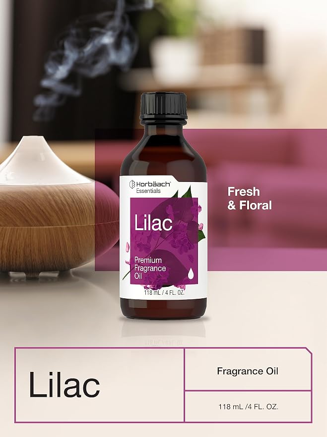 Horbäach Lilac Fragrance Oil | 4 fl oz (118 mL) | Premium Grade | for Diffusers, Candle and Soap Making, DIY Projects & More