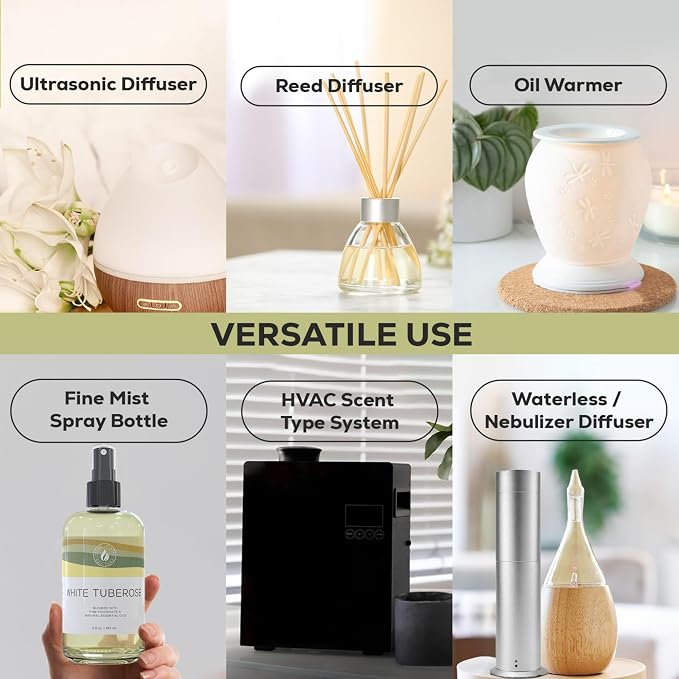 Aroma Country White Tuberose Luxury Diffuser Oil Refill & Fragrant Room Spray for Reed Diffusers, Electric Machines, and Oil Warmers (8.5 Fl. oz)