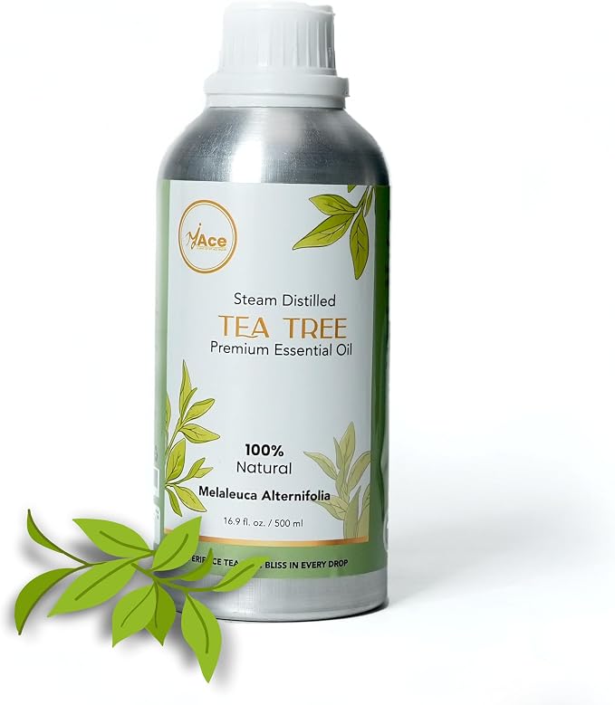 My ACE Tea Tree Essential Oil 16 Fl Oz - 100% Pure & Natural - Premium Grade for Aromatherapy, Diffuser, Skin, Hair, Massage, Candle, Soap Making, Home - Glass Bottle with Dropper - Long Lasting Scent