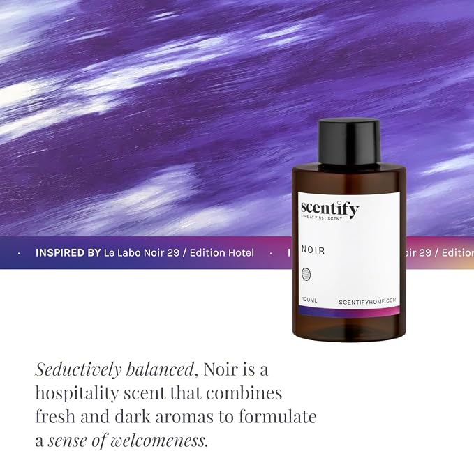 Scentify Noir Aroma Oil Refill Scent for Oil Diffusers – Bergamot, Lemon, Fig, Rose & Amber – Luxurious Relaxing Aromatherapy Diffuser Fragrance 100ml, 3.38 oz
