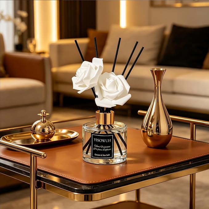 Reed Diffuser Set 5.07oz(150ml), Clean Cotton Scent Diffuser with Sticks, Home Fragrance Reed Diffuser for Home, Long Lasting Home Fragrance for Bathroom, Room Decor