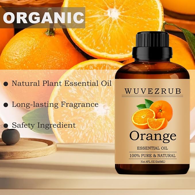 Orange Essential Oils, 240ML Pure and Natural Essential Oil for Aromatherapy Diffuser - Orange /8 Fl Oz