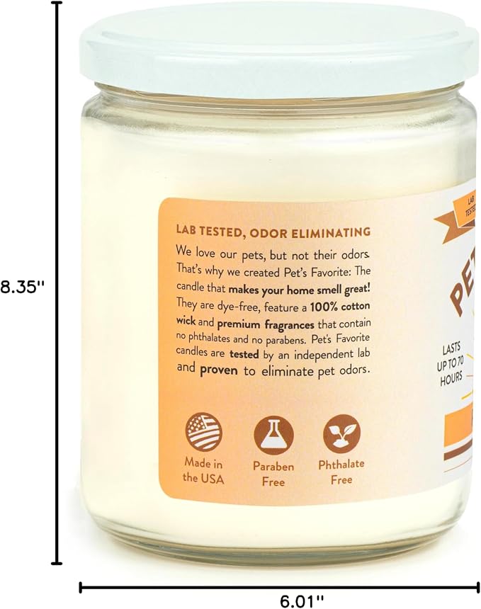 Pet's Favorite Air Freshener Candles, Clean Burning Pet Friendly Candles with a Natural Fiber Wick and 70 Hour Burn Time, Pumpkin Spice Pack of 1