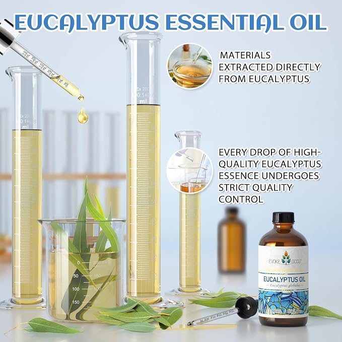 EVOKE OCCU Eucalyptus Essential Oil for Diffuser, Aromatherapy, Shower, Clear Breath, Add to Body Wash, Soap and Candle Making - 4 Fl Oz
