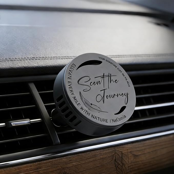 Car Air Freshener Vent Clip, 5 Pack Refills, Essential Oil Car Diffuser (1 Metal Clip + 5 Fragrance Pads), Long Lasting 80 Days, Easy to Clip on Vent, black, Peppermint Eucalyptus