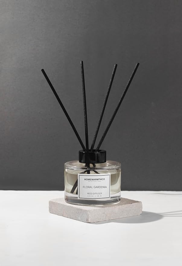 Gardenia Reed Diffuser Set – Premium Natural Fragrance Reed Diffusers for Home, Office, Bathroom, Kitchen, Shelf Décor Long-Lasting Scent with Non-Toxic Essential Oils Diffuser 5.63 oz, 160ml