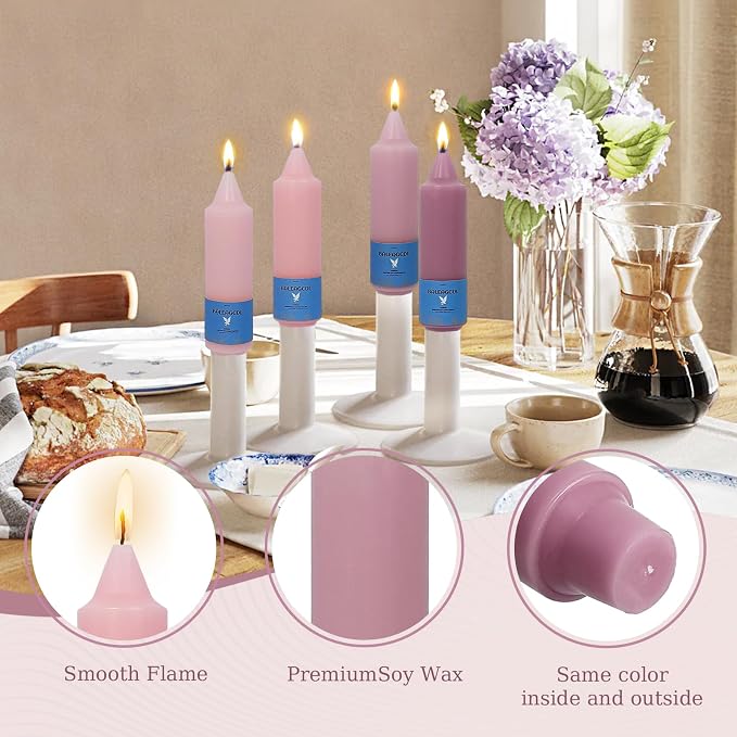 Smokeless Candlesticks Short Taper Candle,Unscented 5 Inches Gradient Pink Candle Sticks Dripless Tapered Candles for Home Décor Gifts
