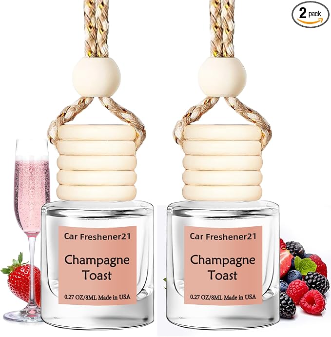 Hanging Car Air Freshener, Long Lasting Scent, Cute Air Fresheners for Women, 2 Pack Non-Toxic Essential Oil Diffuser, Made in USA