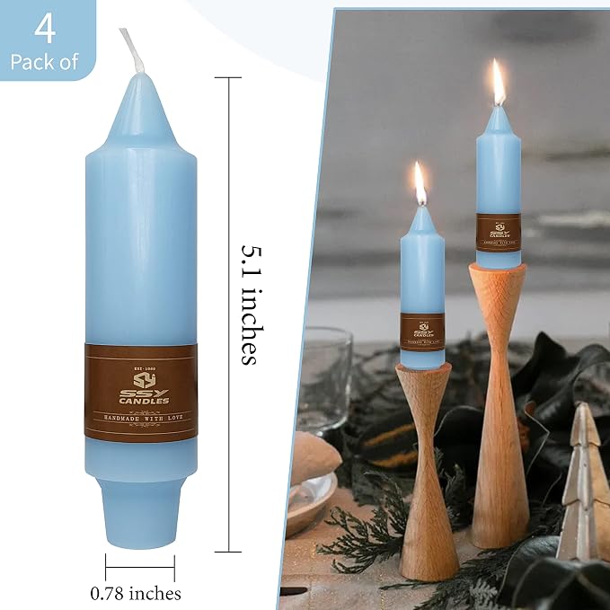 5 Inch Short Taper Candles Blue 4 PCS Handmade Candle for Dinner Household Wedding Party Home Décor Candlesticks