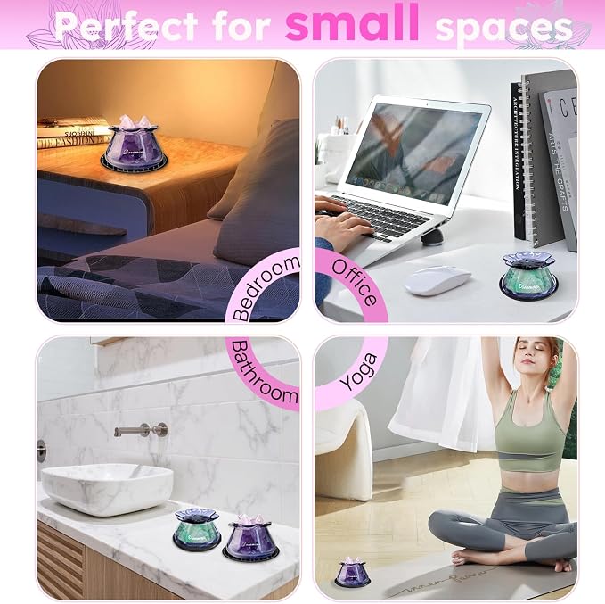 Glass Essential Oil Diffuser Bottle with Natural Crystal Stone Passive Aromatherapy Diffusers for Car Home Small Room Bathroom Living Room Hallway Desk Decorative (Pink Stone)