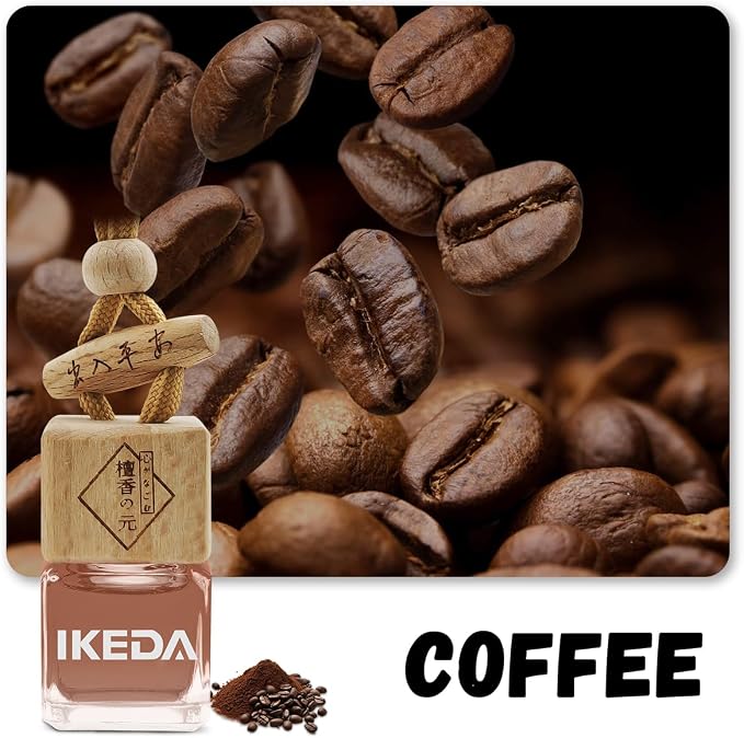 ikeda fragrance Car Air Freshener | Long-Lasting Coffee Aromas | Car Scent Hanging with Vent Clip | Odor Eliminator Deodorizer for Automotive Women Men (Square-Coffee)