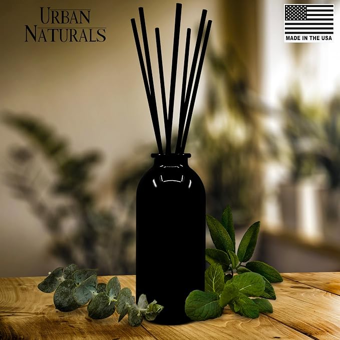Urban Naturals Eucalyptus Sage Reed Diffuser Oil Gift Set | Eucalyptus, Sage, Mint, Lime & Cedarwood Essential Oils| Soothing & Relaxing Scent for Bathroom or Bedroom Made in the USA