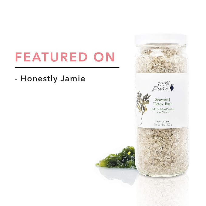 100% PURE Seaweed Detox Bath Soak, Bath Salts for Relaxation, Made with Eucalyptus Essential Oil, Spa Kit for Home, Bath Soak with Essential Oils - 15 Oz