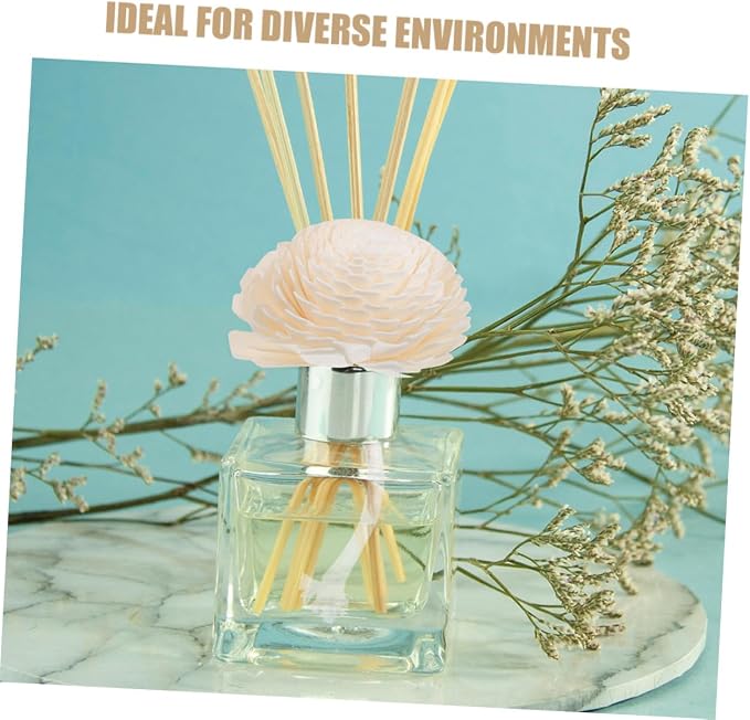NOLITOY Diffuser Mixed Sola Flowers, Natural Material Cotton Reed Wood Flowers Decorative Refill Wood Diffuser with Rope