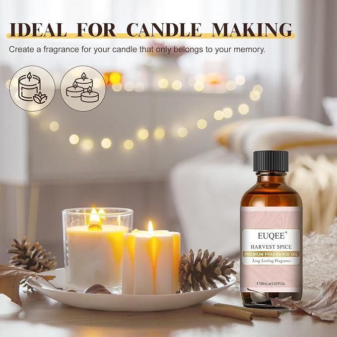 EUQEE Harvest Spice Fragrance Oil, Premium Fragrance Essential Oils for Soap Candle Making, Diffusers, DIY Bath Bombs - 2.02 Fl oz/ 60ml