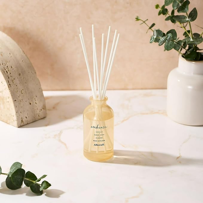 Scented Reeds Diffuser 3 fl oz (90mL) with 8 Synthetic Reeds (Embrace (Vanilla + Sugarcane + Almond))