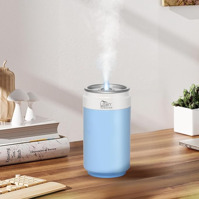 Humidifiers, Humidifier for Bedroom, Can Air Humidifier, Humidifiers for Home and Plants, USB Powered And Battery Powered Portable for Home Office Car Outdoor, 2 Mist Modes, Night Light, Auto-Off