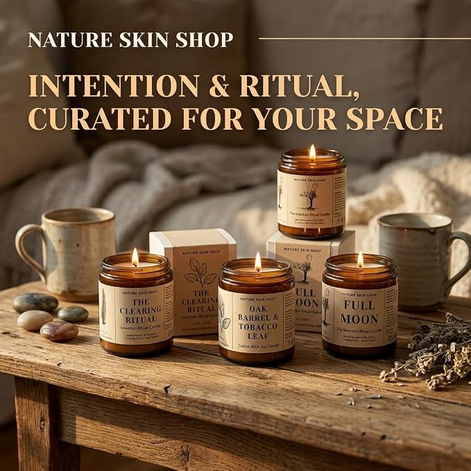Nature Skin Shop Earth and Oakmoss Artisan Soy Candle Woodsy Aromatherapy Home Fragrance Vegan Cotton Wick 8 oz